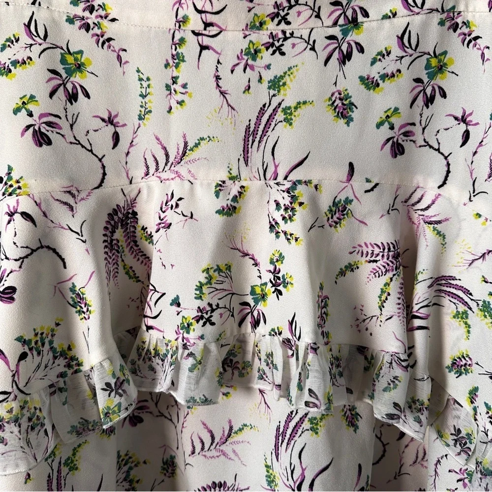 Topshop Floral Ruffle Mini Skirt Tiered Ivory Multi Cottagecore US 6 - Picture 5 of 10